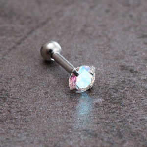 16G AB Color 4mm Stone Stud Earrings, Ear, Cartilage, Helix Earring, Tragus ,Stud Earrings,Best gift for her