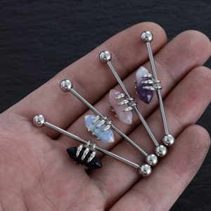 14G 316L Chirurgenstahl Industrial Barbell mit Stein,Ohrstecker,Knorpel Ohrringe,Industrial Barbell,hanteln,ohrringe,ohrschmuck,