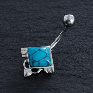 Turquoise Belly Ring, Belly bar,Navel Piercing Ring,Belly Button Ring, Body Jewelry, Belly Ring, Best Gift,