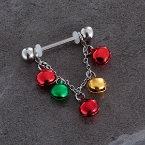 14G Nipple Barbell, 316L Stal nierdzewna, Dzwonek do sutków, Nipple Barbell, Nipple Piercing, Biżuteria do sutków, Osłona sutków, Prezent