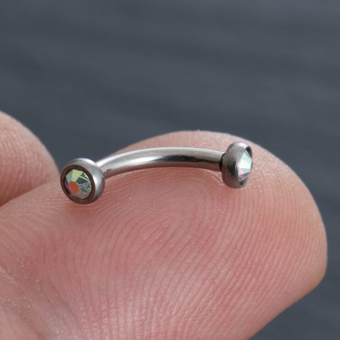 16G Surgical Steel Crescent Moon Curved Barbell – CZ Eyebrow Ring For Daith, Rook, Snug Piercing