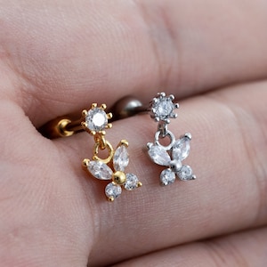 16G Flower Stud Earrings, Ear, Cartilage, Helix Earring, Tragus ,Stud Earrings,Flower earring, Best  gift for her