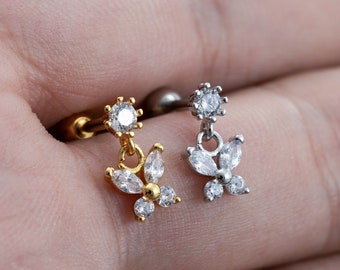 16G Flower Stud Earrings, Ear, Cartilage, Helix Earring, Tragus ,Stud Earrings,Flower earring, Best  gift for her