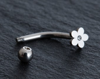 16g Ceja de flor, Anillo de ceja, barra de torre, joyería perforadora del cuerpo, pendientes de torre, ceja, joyería de barra curva, pendiente de cartílago, regalo
