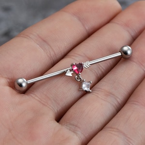 14G 316L Surgical Steel Arrow Industrial Barbell,ear piercing,cartilage earrings,Industrial Barbell,barbells,earrings,ear jewelry,Gift