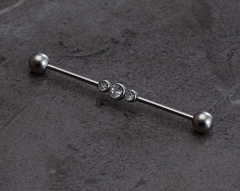 16G 316L Surgical Steel Industrial Barbell,Zircon ear piercing,cartilage earrings,Industrial Barbell,barbells,earrings,ear jewelry,
