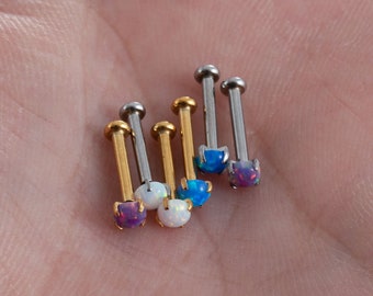 16g1.2 mm 3 mm ópalo Labret Piercing, Pendiente de cartílago, Perforación de tragus, Perforación de caracola, Perforación de cartílago, Labret, Opal Labet, pasador de empuje de labret