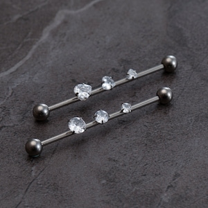 14G 316L Surgical Steel Industrial Barbell with zircon,ear piercing,cartilage earrings,Industrial Barbell,barbells,earrings,ear jewelry,