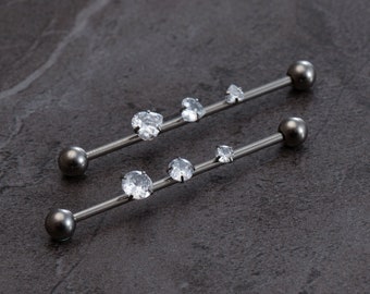 14G 316L Surgical Steel Industrial Barbell with zircon,ear piercing,cartilage earrings,Industrial Barbell,barbells,earrings,ear jewelry,