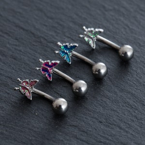 16g Butterfly eyebrow, Eyebrow ring, rook barbell, rook earrings, Eyebrow, Curved Barbell Jewelry, cartilage earring, Best gift