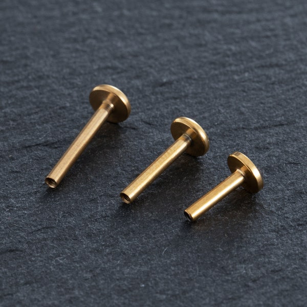 2Pcs/16g/ Internally threaded Post/ Surgical Steel/Replacement  Post/Labret Post/Flat Back Bar/helix/Conch/tragus/Daith/ear/Gold Post