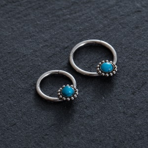 Septum Ring,Nose Ring, Turquoise Clicker,nose Septum Jewelry. Hipster Nose Piercing,Ear Cartilage, Helix, Daith Hoop
