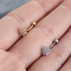 16g Flower eyebrow, Eyebrow ring, rook barbell, body piercing jewelry, rook earrings, Eyebrow,Curved Barbell Jewelry, cartilage earring,gift