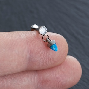 16g G23 Titanium Cone Opal Labret Piercing,Cartilage earring,Tragus piercing,Conch piercing,Cartilage piercing,Zicon Labet, Best Gift
