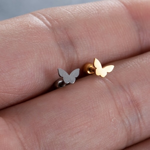 20G Mini Butterfly Stud Earrings, Ear, Cartilage, Helix Earring, Tragus ,Stud Earrings