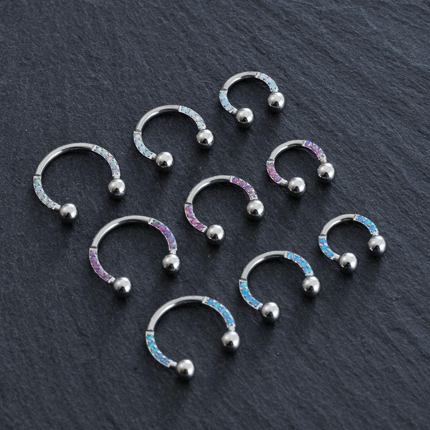 Body Jewelry 6-Piece Stainless Steel Horseshoe Nose Rings - Septum, Helix, Lip, Tragus Piercing Jewelry Surgical Steel Nose Rings Hoops - Foto 2