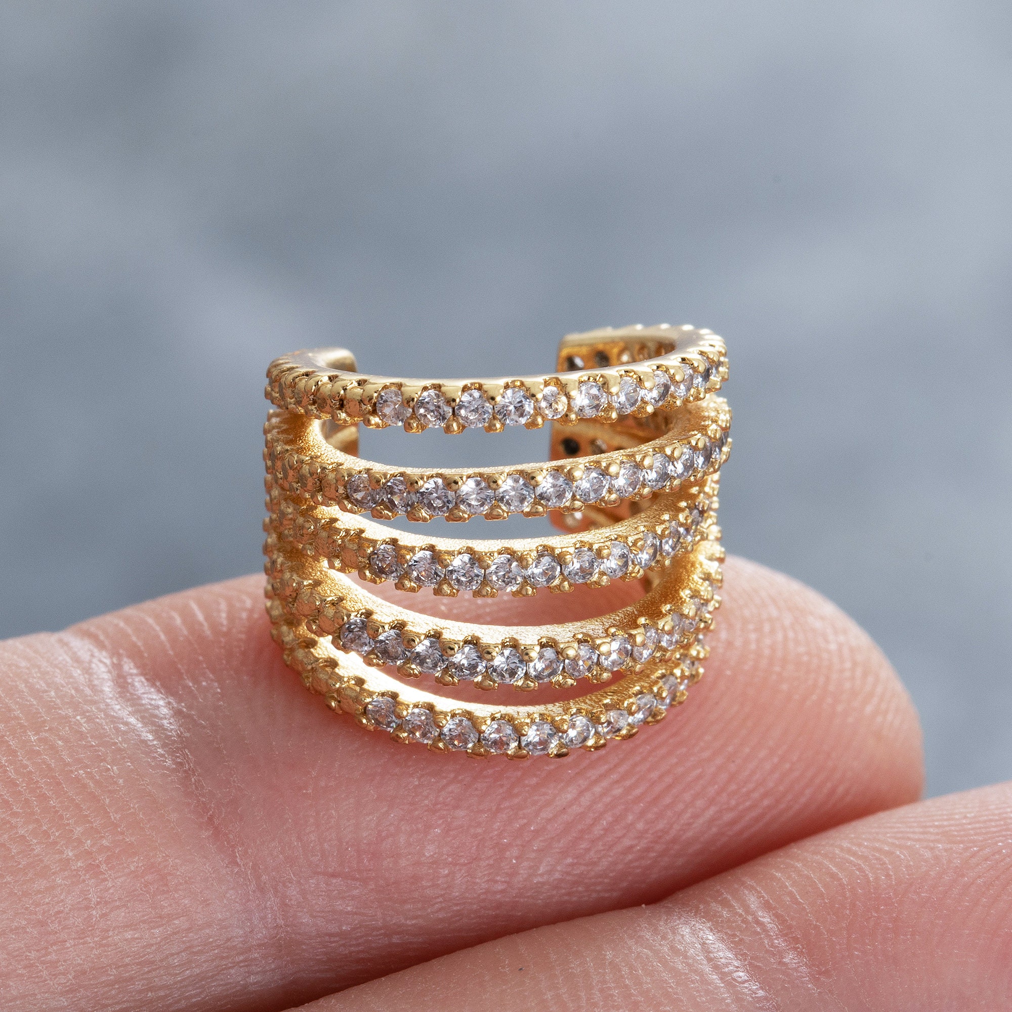 Cz Zircon Ear Cuff No Piercing, Gold Ear Cuff,Ear Cuff Non Pierced,Dainty Ear Cuff,Conch Piercing,Fake Piercings