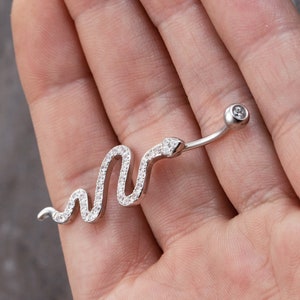 925 sterling silver,Snake Belly Ring, Belly bar,Navel Piercing Ring,Belly Button Ring, Body Jewelry, Heart style Belly Ring, Best Gift,