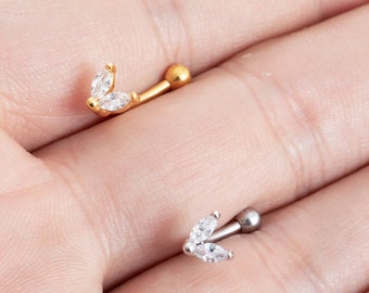 16 g de ceja de flor, anillo de ceja, barra de torre, joyería de perforación corporal, pendientes de torre, ceja, joyería de barra curva, pendiente de cartílago, regalo