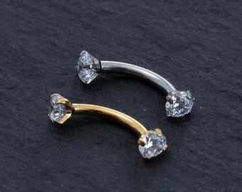 GRADO DE IMPLANTE • Barra curva de circonita de 16 G y 8 mm/titanio G23/anillo para ceja/torre/Daith/rosca interna //Hipoalergénico