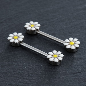 2Pcs 14G Nipple Barbell,316L Stainless Steel, Flower Nipple Ring,Nipple Barbell,Nipple Piercing,Nipple Jewelry,nipple Shield,Gift