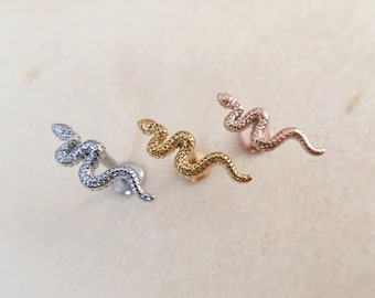16G Snake Labret Piercing,Cartilage earring,Tragus,Helix Earring,Conch piercing,Cartilage piercing,Labret, Snake Earring
