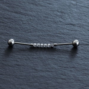 16G 316L Surgical Steel Industrial Barbell, Zircon ear piercing,cartilage earrings,Industrial Barbell,barbells,earrings,ear jewelry
