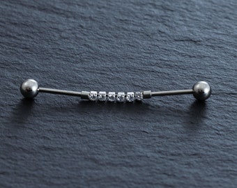 16G 316L Surgical Steel Industrial Barbell, Zircon ear piercing,cartilage earrings,Industrial Barbell,barbells,earrings,ear jewelry