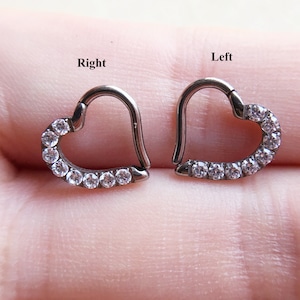 Anillo de nariz en forma de corazón de titanio de grado implante de 16 g, aro daith, anillo daith, perforación de nariz, aro daith de hélice de cartílago