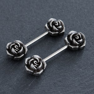 2Pcs 14G Rose Nipple Barbell,316L Stainless Steel, Flower Nipple Ring,Nipple Barbell,Nipple Piercing,Nipple Jewelry,nipple Shield,Gift