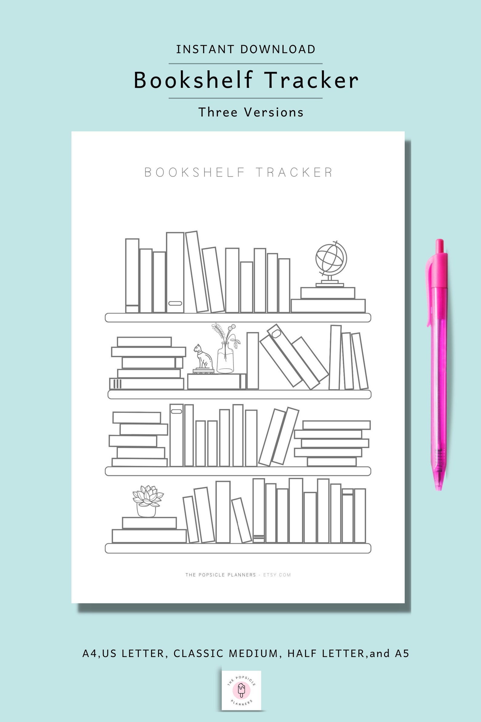 Bookshelf Book Tracker Printable Template Books to Read Etsy