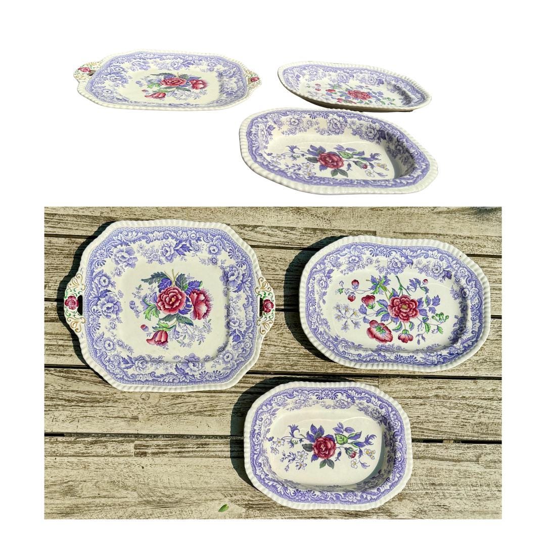 Vintage | Spode Copeland Mayflower England China Purple Pattern China ...