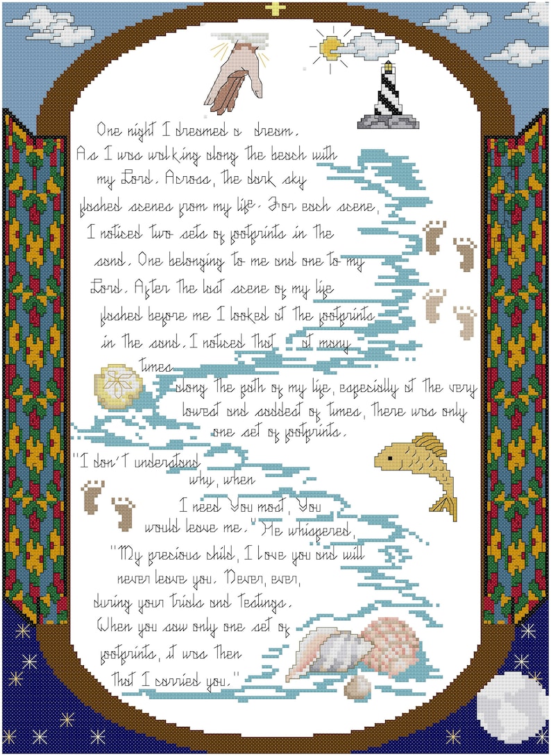 Footprints in the Sand Crossstitch Etsy