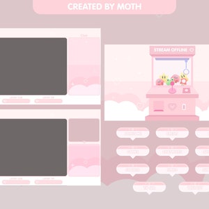 Animated Claw Machine Twitch Screen Package | Pink Screens for streaming