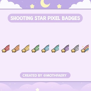 Shooting Stars Pixel Sub Badges | Cute Badges for Twitch