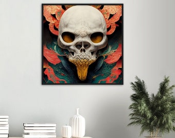 Samurai Skull | Japanese Style | Premium poster made of matt paper with wooden frame