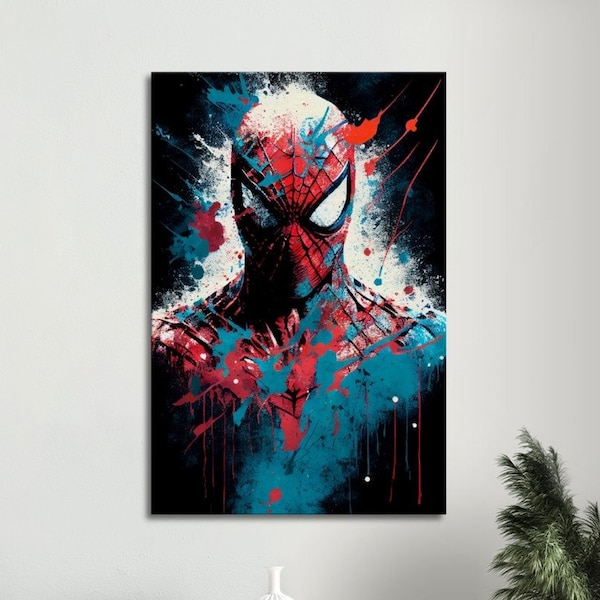 SPIDERMAN WALL MURAL | Superhero Wall Art | Beautiful Canvas Gaming Wall Murals For Game Room Décor | Unique Wall Hangings Spiderman Gift