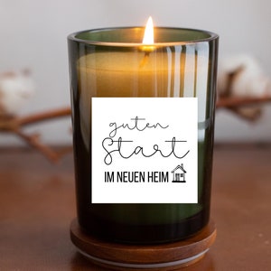 Kerzen Sticker Aufkleber für Kerzengläser "guten Start im neuen Heim" Einzug Umzug Richtfest