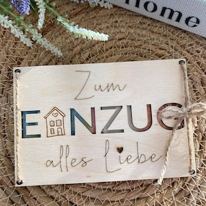 Geldgeschenk zum Umzug Einzug Richtfest Hausbau "Zum Einzug alles Liebe" Holzkarte Holzverpackung