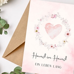 Glückwunschkarte Postkarte "Hand in Hand ein Leben lang" Hochzeit Ehe Verlobung