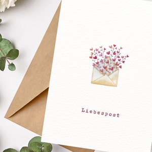 Glückwunschkarte Postkarte "Liebespost" Blumen Danke Liebe Freundschaft