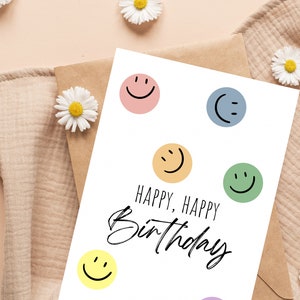 Glückwunschkarte Postkarte zum Geburtstag "Happy Happy Birthday"