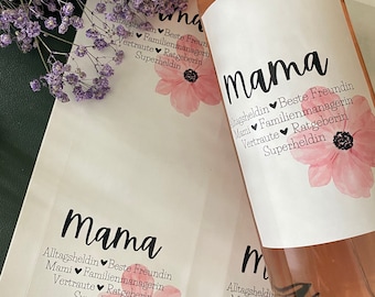 Flaschenetikett selbstklebend Mama Muttertag DIY