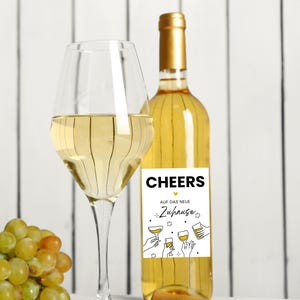 Flaschenetikett selbstklebend zum Einzug "Cheers auf das neue Zuhause" DIY