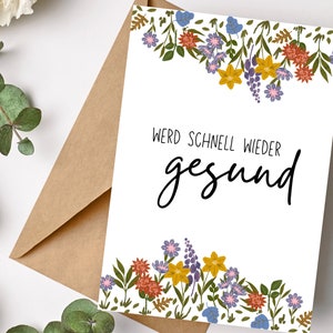 Glückwunschkarte Postkarte zur Genesung "Werd schnell wieder gesund"