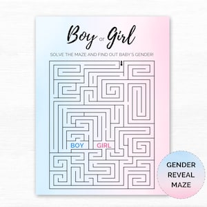 Gender Reveal Maze Game: Boy or Girl Baby Announcement (Digital Download)