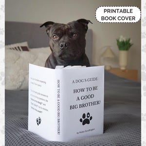 Dog Baby Announcement – Printable Book Cover – Funny Pet Pregnancy Reveal – Digital Download for Baby Reveal Photo Prop