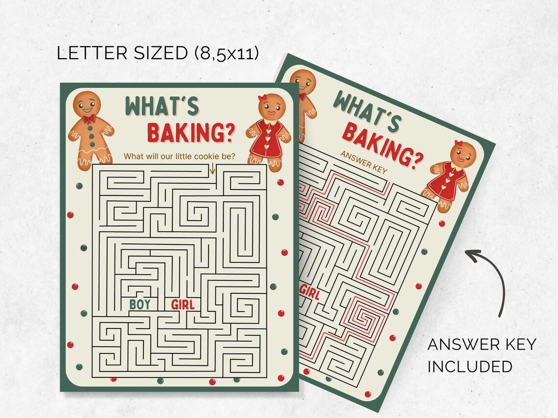 Christmas Gender Reveal Maze, Printable Boy or Girl Game, Whats Baking ...