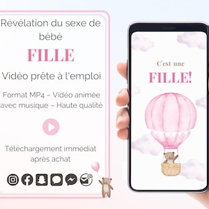 Vidéo Annonce Bébé Fille – C’est une fille !  Révélation Sexe de Bébé – Téléchargement Immédiat MP4