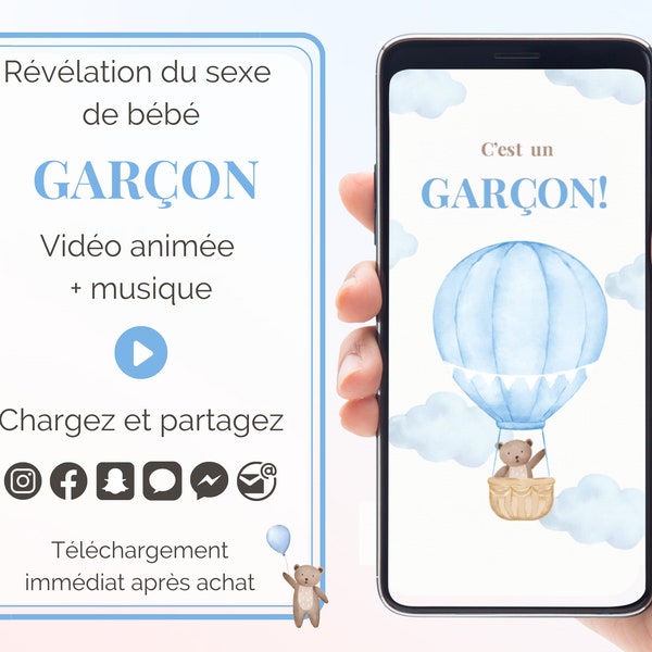 Vidéo révélation annonce sexe de bébé - C'est un garçon - Téléchargement immédiat numérique - Annonce sexe bébé sur téléphone